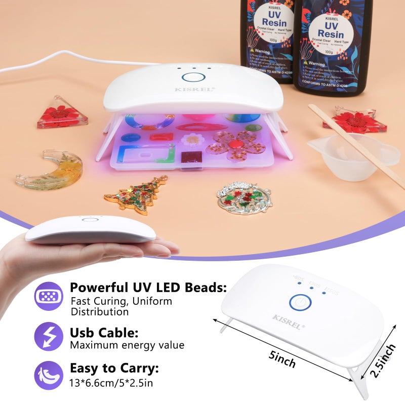 KISREL Upgraded UV Light for Resin, Portable UV Resin Light, Fast Curing & Portable UV Lamp, Jewelry Making Supplies for Resin UV, Keychain Making Kit, Resin Molds,DIY Craft, Decor - Image 2