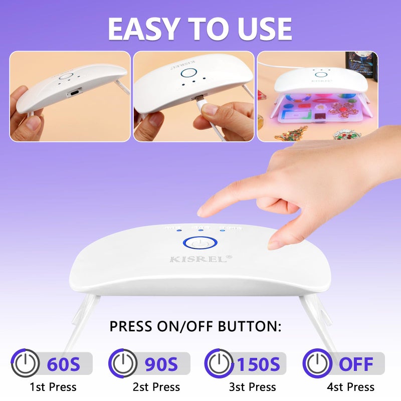 KISREL Upgraded UV Light for Resin, Portable UV Resin Light, Fast Curing & Portable UV Lamp, Jewelry Making Supplies for Resin UV, Keychain Making Kit, Resin Molds,DIY Craft, Decor - Image 4