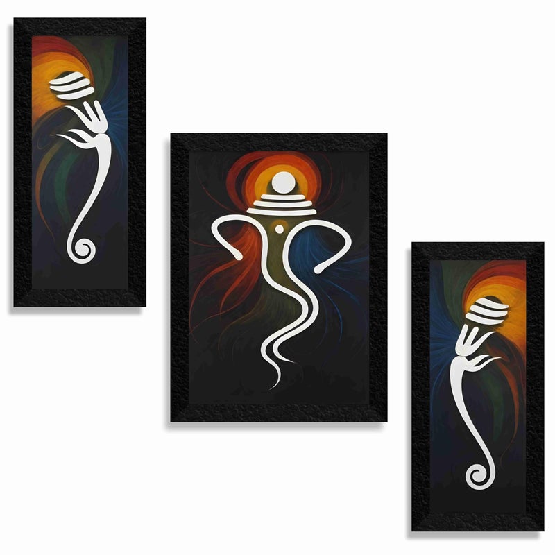 SAF Ganesha Paintings for Wall Decoration - Set Of 3, 3d modern art Painting for Living Room Large Size with Frames for Home Decoration, Hotel, Office painting 61 cm x 36 cm S36046 - Image 2
