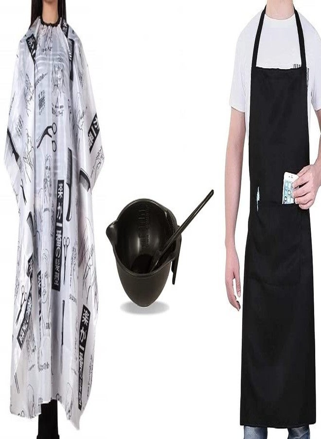 Utkarsh Combo Of Hair Dye Bowl With Brush, Pocket Apron And White Hair Cutting Sheet - Image 1