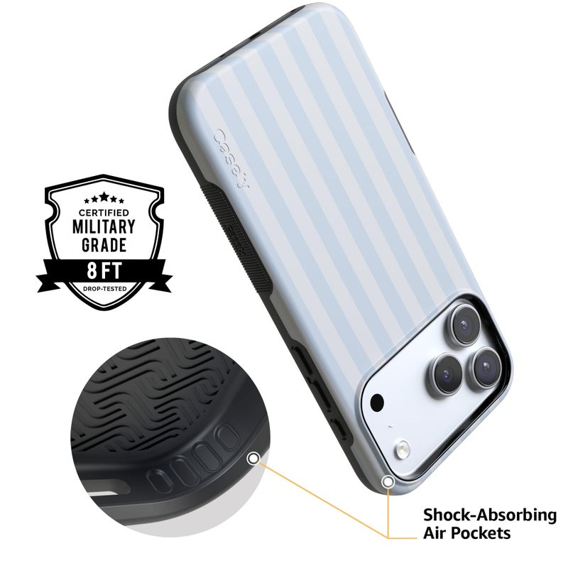 Casely iPhone 17 Pro Case | Blue Stripes | Sunday Best | Bold Protective Design | Compatible with MagSafe - Image 4