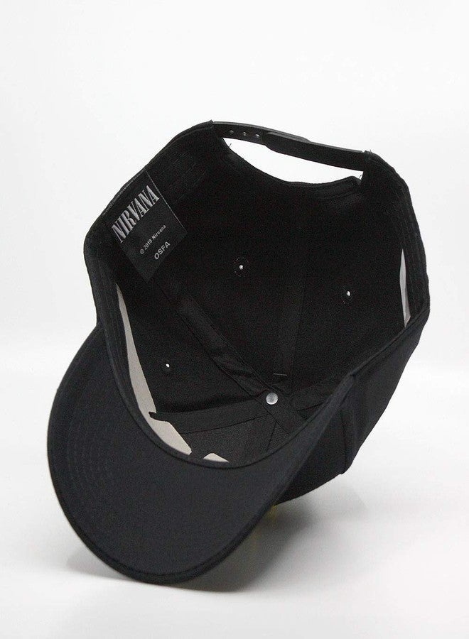 نيرفانا قبعة بيسبول قطنية قابلة للتعديل بتصميم فرقة نيرفانا لموسيقى الروك (شعار ووجه مبتسم) - Image 3