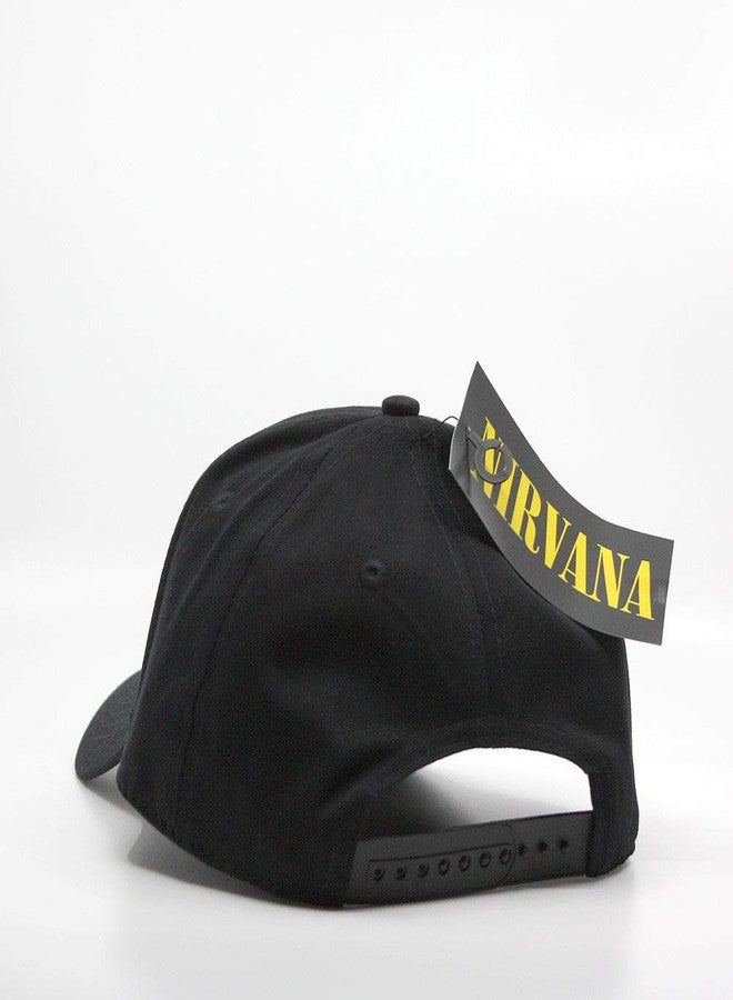 نيرفانا قبعة بيسبول قطنية قابلة للتعديل بتصميم فرقة نيرفانا لموسيقى الروك (شعار ووجه مبتسم) - Image 4