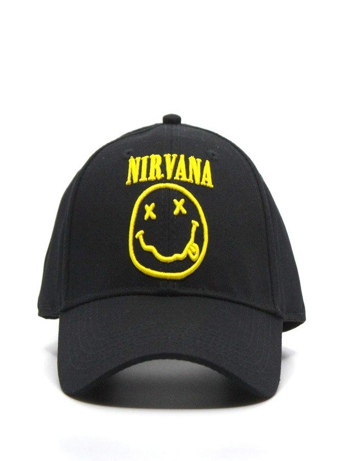 نيرفانا قبعة بيسبول قطنية قابلة للتعديل بتصميم فرقة نيرفانا لموسيقى الروك (شعار ووجه مبتسم) - Image 2