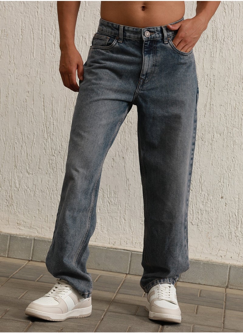 Hubberholme Indigo Tapered Fit Mildly Distressed Jeans for Men, Cotton  - Image 1