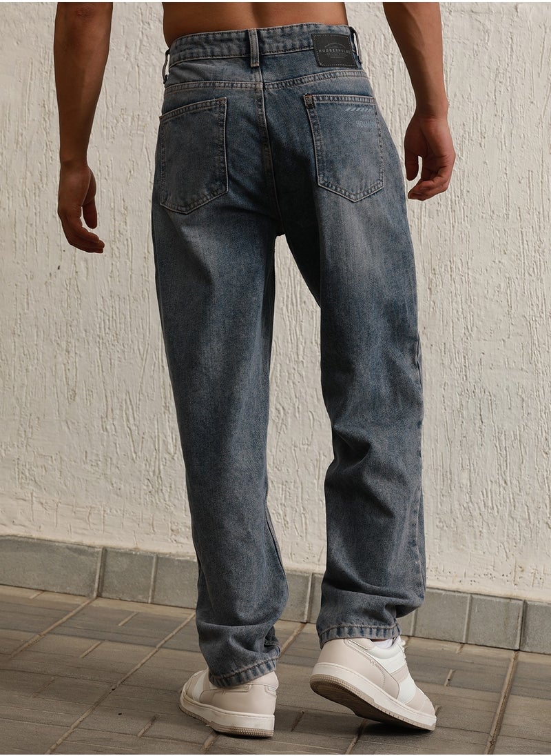 Hubberholme Indigo Tapered Fit Mildly Distressed Jeans for Men, Cotton  - Image 2