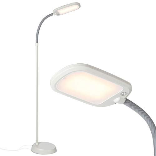 Brightech Litespan LED 2nd Edition Reading Floor Lamp with Cool, Soft & Warm White LED's - Built-in Dimmer - Adjustable Design Pivots in Any Direction - Energy Saving 12 Watts - Alpine White - Image 1