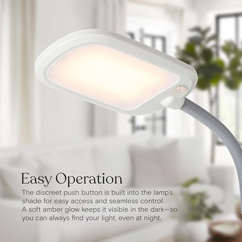 Brightech Litespan LED 2nd Edition Reading Floor Lamp with Cool, Soft & Warm White LED's - Built-in Dimmer - Adjustable Design Pivots in Any Direction - Energy Saving 12 Watts - Alpine White - Image 3