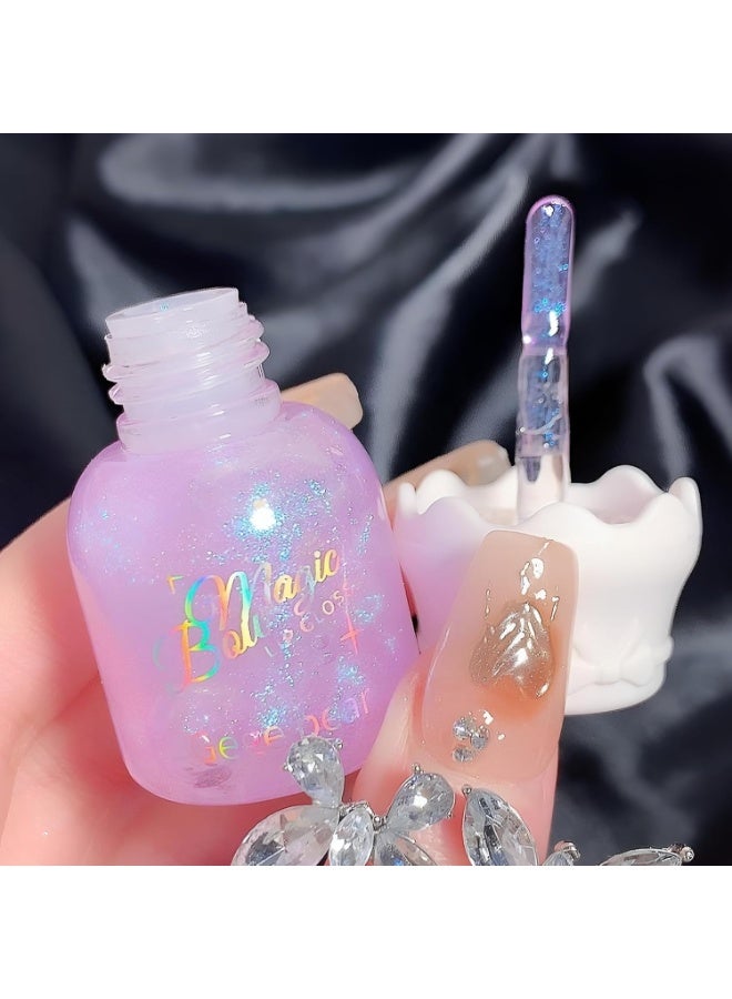 Gege Bear Glitter Lip Gloss | High-Shine Korean Style Makeup | Clear & Glittery Shades | Cute Bow Cap Design | Moisturizing Lips with Doe-Foot Brush Applicator | Hydrating Glossy Liquid Lip Gloss | Perfect Dry Lips For Women (04#Succulent Grapes, 10g) - Image 3