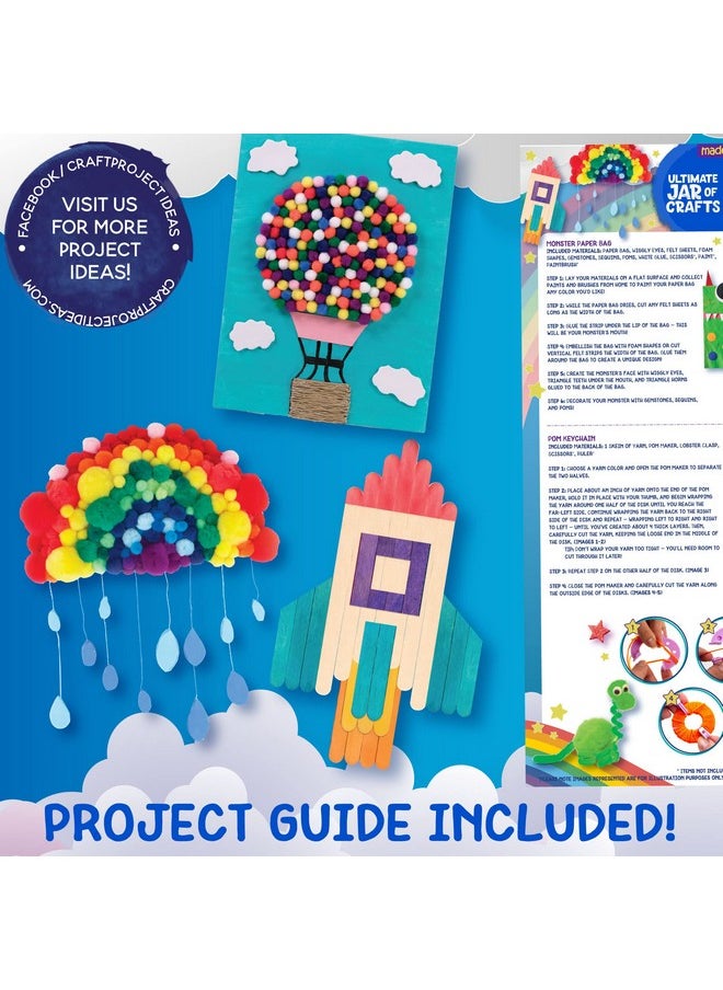 made by me - Ultimate Jar Of Crafts 200+ Piece Rainbow Craft Supply Bundle Craft Supplies Starter Kit Great Arts & Crafts Kit For Travel And Onthego Perfect For Kids And Adults Ages 6+ - Image 1