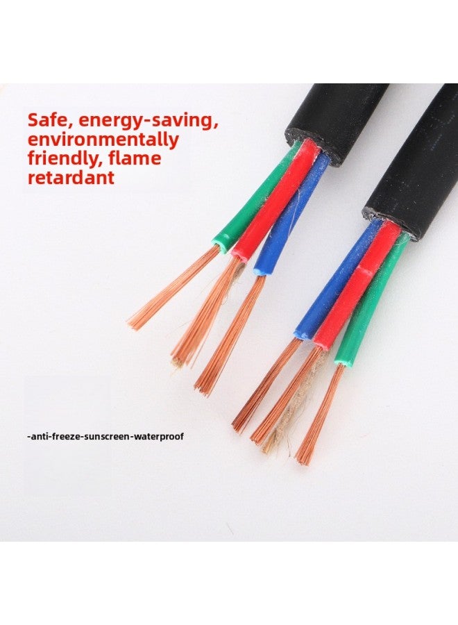 Pure Copper Core Cable 3 Core 2.5 4 1.5 Square Sheath Line Outdoor Antifreeze Wire Power Cord Pure Copper Cord-Color:Black Cable 3 × 2.5 Pure Copper 50 Meters To Send A Full Set