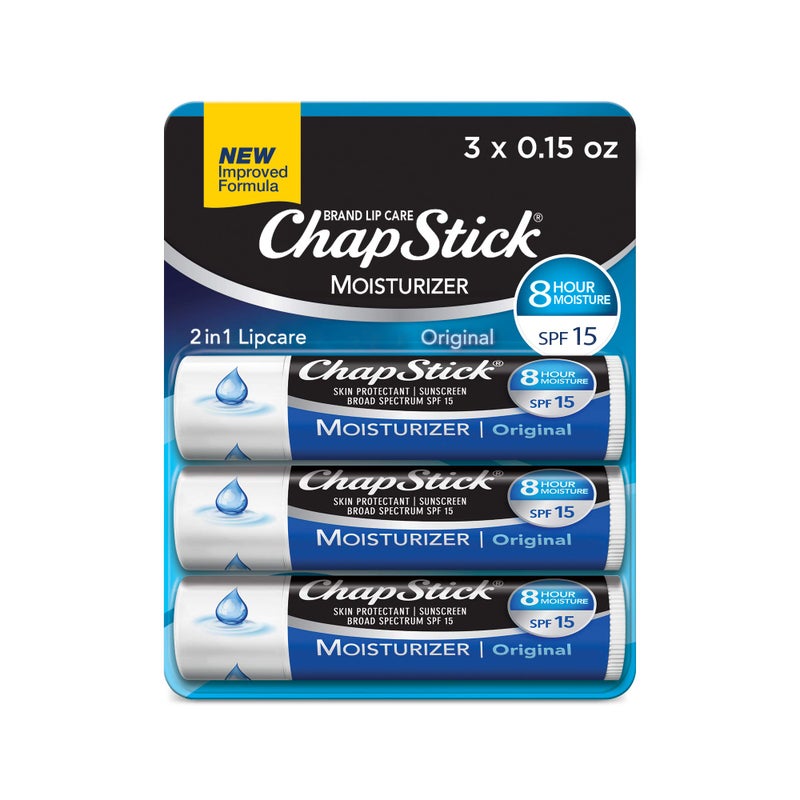 ChapStick Lip Balm Moisturizer 2-in-1 Lipcare SPF 15 Bundle â€“ Original, Black Cherry, and Cool Mint, 0.15 Oz Ea (5 Piece Set) - Image 1