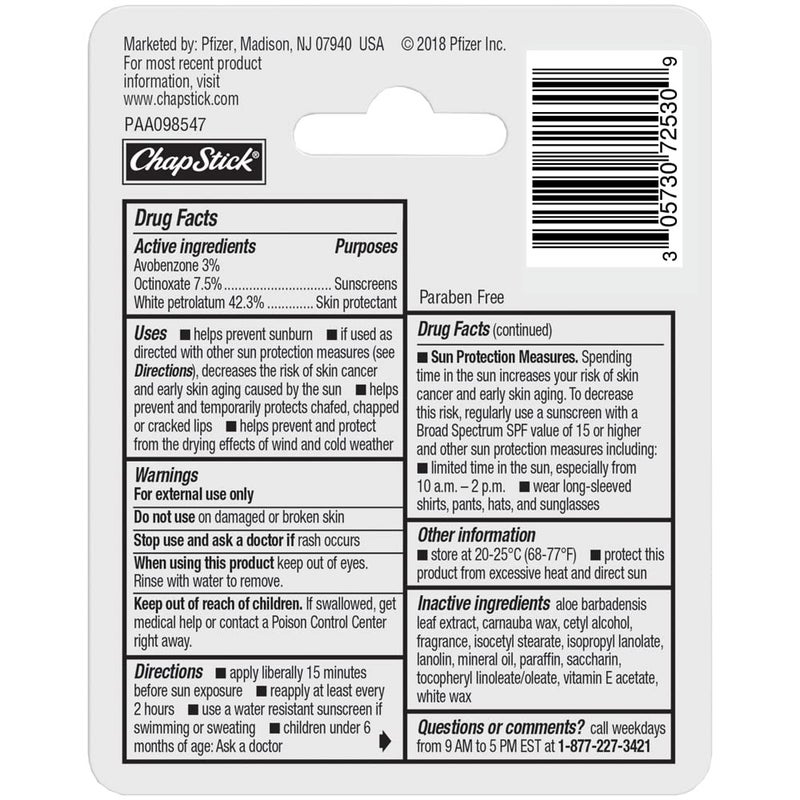 ChapStick Lip Balm Moisturizer 2-in-1 Lipcare SPF 15 Bundle â€“ Original, Black Cherry, and Cool Mint, 0.15 Oz Ea (5 Piece Set) - Image 3