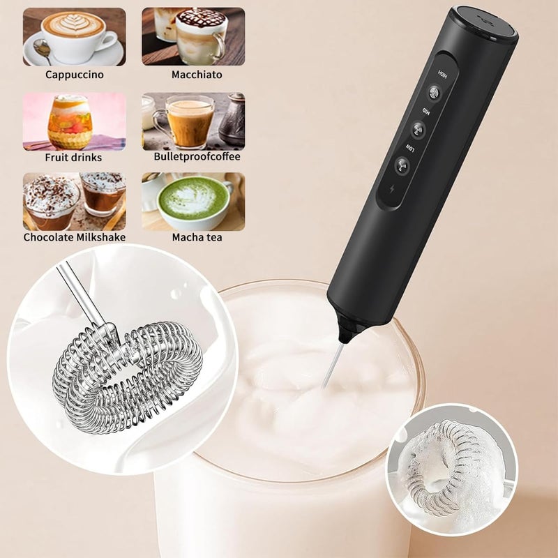 MITCMOLARD Coffee Mixer, 1200 mAh USB Rechargeable, 3 Whisk with Portable Case | Electric Coffee Frother Blender Rechargeable with 3 Speed for Coffee Latte Cappuccino Hot Chocolate, خفاقة قهوة - Image 5