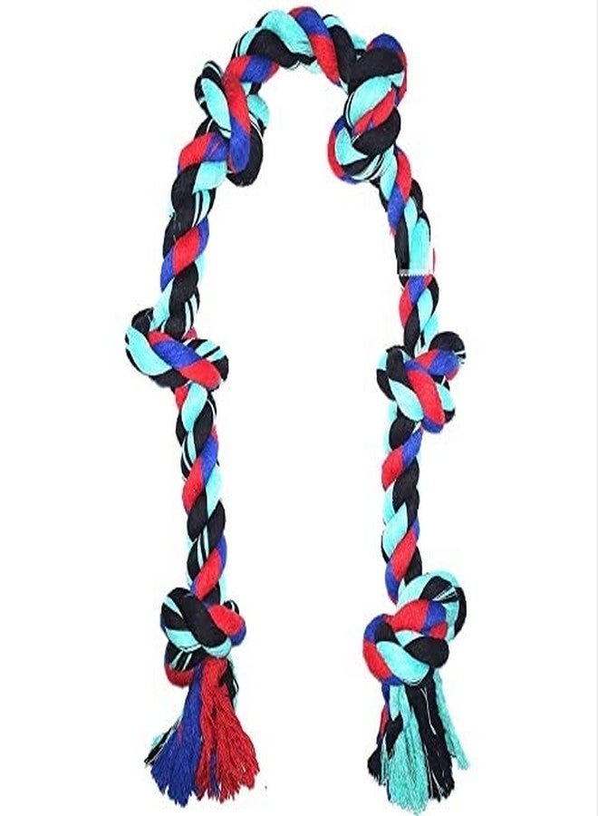 Pet Guard 6 Knots Cotton Rope Dog Chew Toy for Medium to Adult Dogs 30 Inch Long - Extra Durable Indestructible Dog Toy for Aggressive Chewers and Large Dog Breeds (Multi Coloured) (XXL) - Image 1