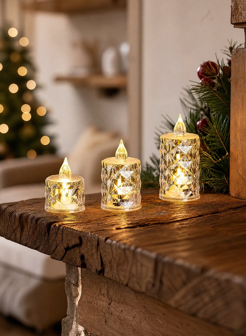 3 Pack Flameless Battery Operated Candle, Tea Lights Battery Operated LED Small Round Candles for Wedding, Dining Table, Proposal, Home Decoration - Image 2