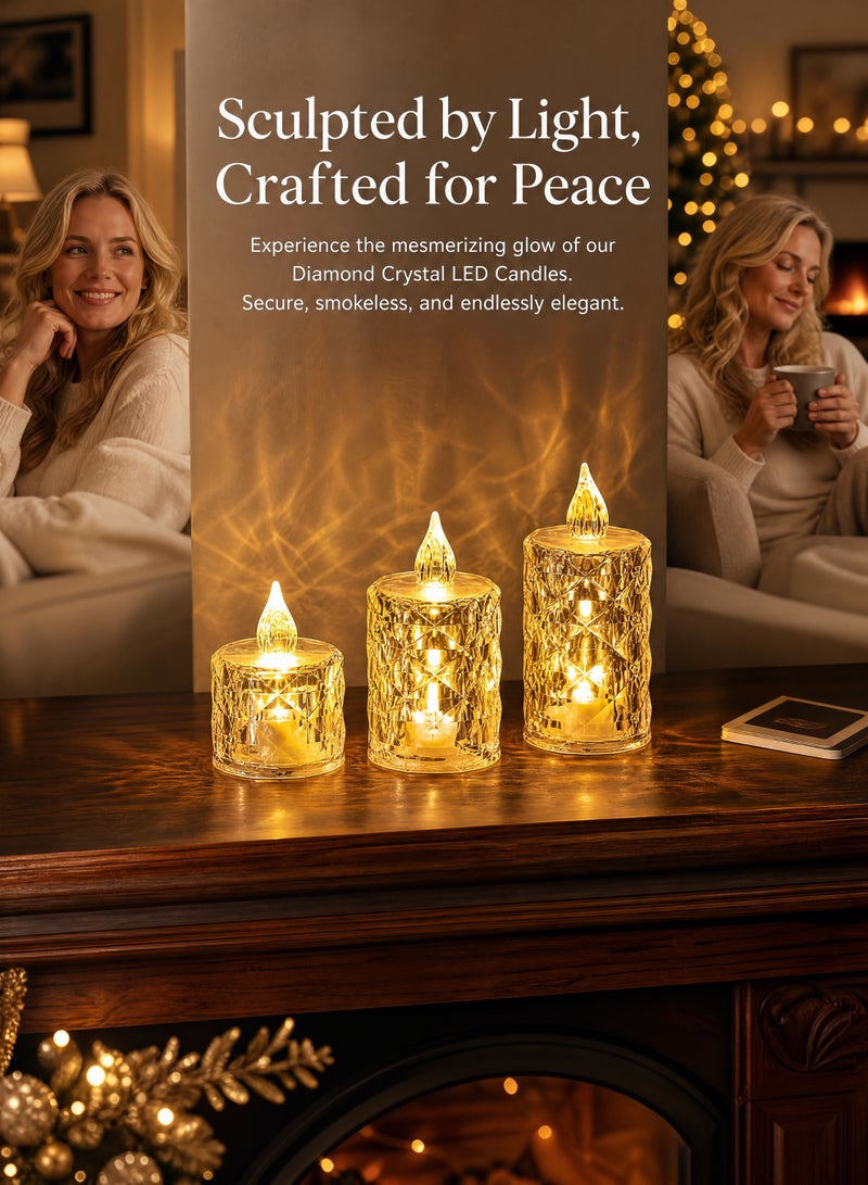 3 Pack Flameless Battery Operated Candle, Tea Lights Battery Operated LED Small Round Candles for Wedding, Dining Table, Proposal, Home Decoration - Image 3