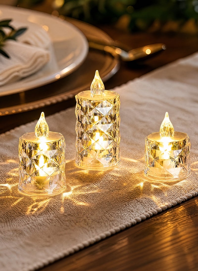 3 Pack Flameless Battery Operated Candle, Tea Lights Battery Operated LED Small Round Candles for Wedding, Dining Table, Proposal, Home Decoration - Image 1