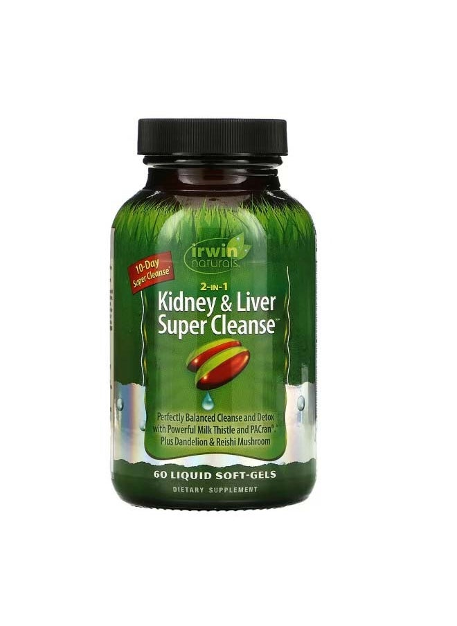 Irwin Naturals - 2 in 1 Kidney & Liver Super Cleanse 60 Liquid SoftGels - Image 1