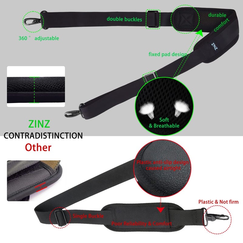 ZINZ 79 inch Shoulder Strap, Extra-thick Fixed Cushion Pad and Dual Clasps Universal Replacement Strap with Metal Swivel Hooks for Laptop Bags, Luggage Bags, Camera, Crossbody (200cm,Black) - Image 5