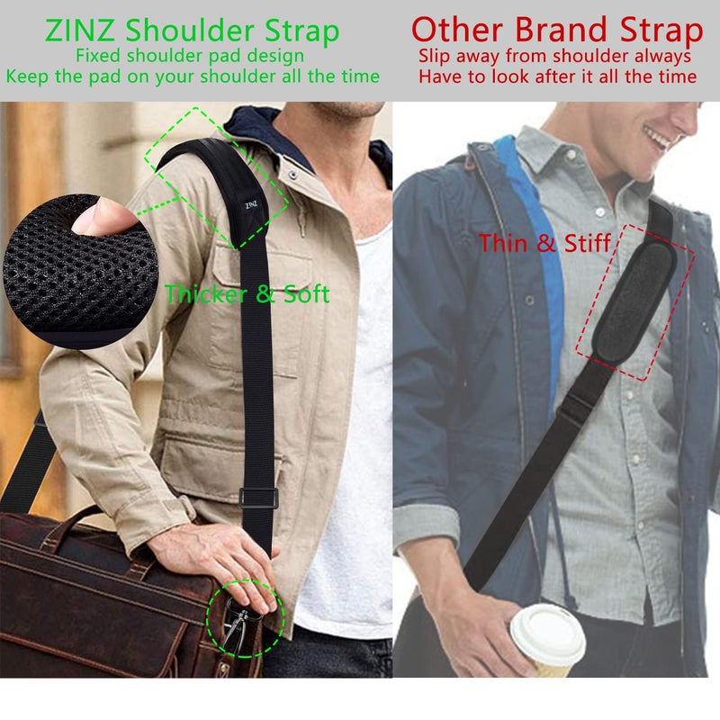 ZINZ 79 inch Shoulder Strap, Extra-thick Fixed Cushion Pad and Dual Clasps Universal Replacement Strap with Metal Swivel Hooks for Laptop Bags, Luggage Bags, Camera, Crossbody (200cm,Black) - Image 4