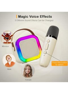 Mr. Penda Mini Karaoke Machine Kids, Two Wireless Microphones, Portable Bluetooth Speaker, Party Lights, Adults and Kids with Wireless Microphones PA Speaker System for Family Party Singing (White)  - Image 3