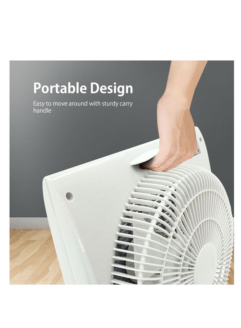 مستر لايت مروحة بوكس ​​مع محرك الحماية من الحرارة الزائدة وشواية بلاستيكية آمنة وخفيفة الوزن لتدفق الهواء القوي ، 3 سرعات لمدة ساعتين مروحة طاولة للمنزل ، غرفة الأطفال والمكتب - Image 3