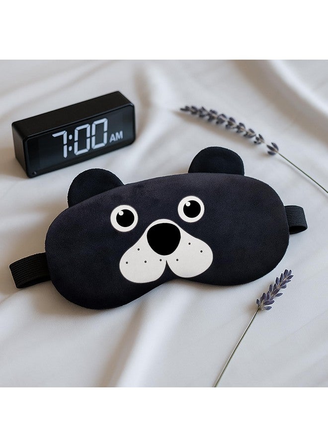 Jenna Fabric Cute Sleeping Eye Shade Mask Cover For Insomnia, Meditation, Puffy Eyes And Dark Circles Velvet Puppy Black - Image 3
