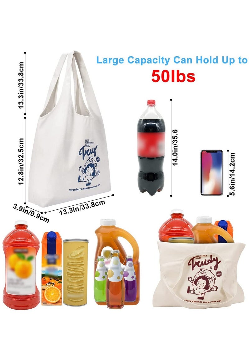 SYOSI - Canvas Tote Bags with Inner Pocket Reusable Grocery Bags Bulk Reusable Shopping Bags Large Capacity - Image 1