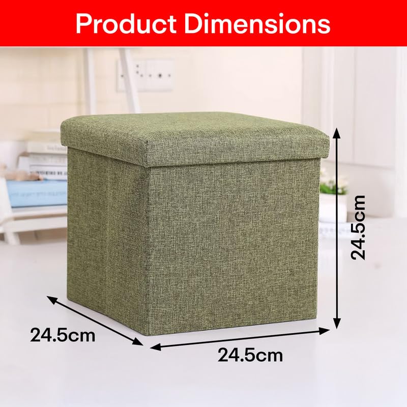 Prime Pick Home Storage Stool Multipurpose Organizer Seat with Cushion Foldable Lightweight Portable Storage Ottoman with Ample Storage for Living Room Bedroom Brown Pack of 1 - Image 4