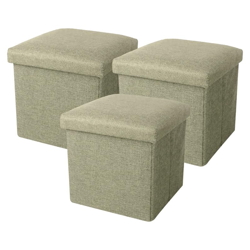 Prime Pick Home Storage Stool Multipurpose Organizer Seat with Cushion Foldable Lightweight Portable Storage Ottoman with Ample Storage for Living Room Bedroom Brown Pack of 1 - Image 3
