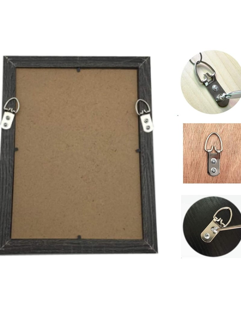 Y&D 50 Pack Picture Frame Hanging Rings, Heavy Duty D Ring Hanger with Screws, 2 Holes, Metal Back Hook for Paintings Photo Frames Clock Artwork Mirror Cross Stitch - Image 2