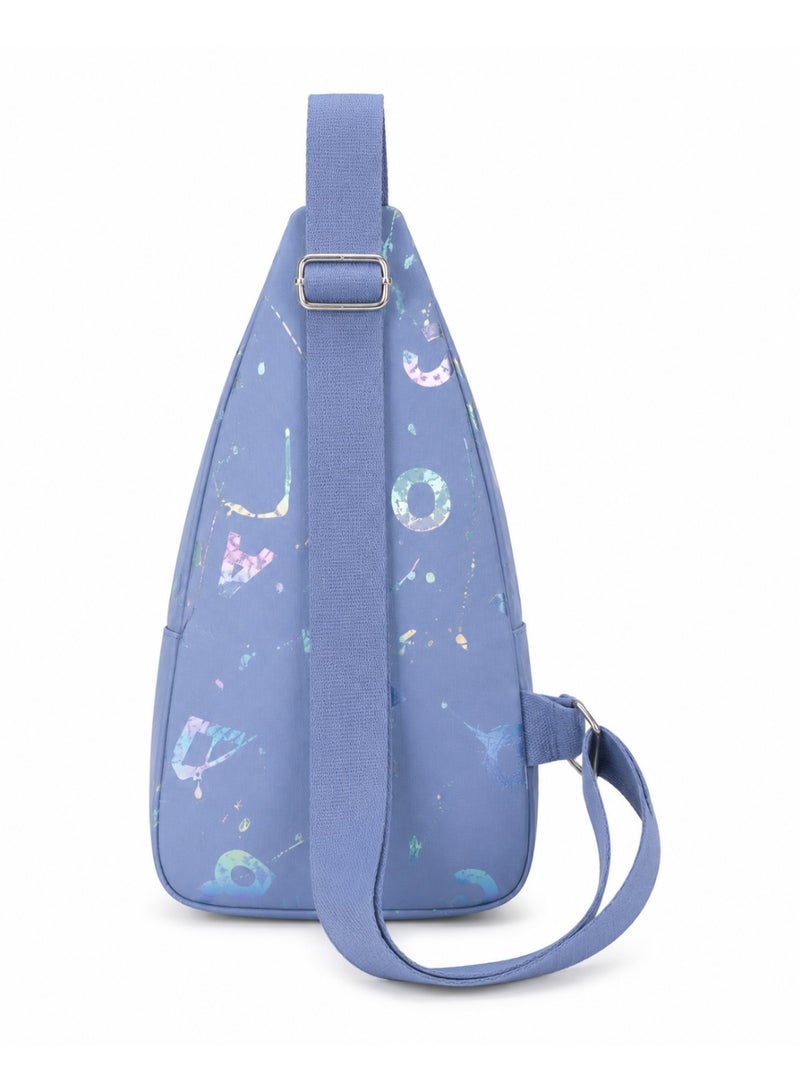 zoba Girls' crossbody bag with a modern design and multiple zippers – blue with glittery patterns – lightweight and practical for everyday use - Image 3