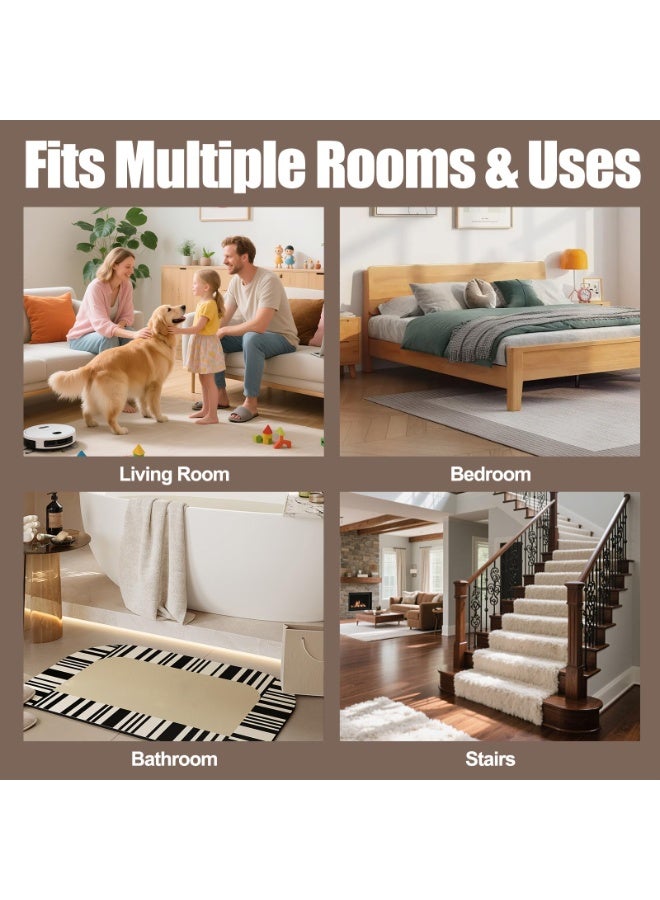 مشابك سجاد فاخرة وشريط لاصق للسجاد - 12 قطعة من الوسادات المربعة المضادة للانزلاق للسجاد، مقاس 3.9 بوصة، تمنع التجعد والانزلاق، مثالية للأرضيات الخشبية والبلاط والرخام والخشب الرقائقي - Image 5