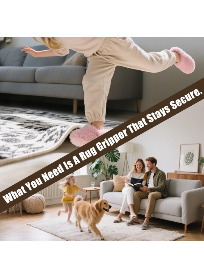 مشابك سجاد فاخرة وشريط لاصق للسجاد - 12 قطعة من الوسادات المربعة المضادة للانزلاق للسجاد، مقاس 3.9 بوصة، تمنع التجعد والانزلاق، مثالية للأرضيات الخشبية والبلاط والرخام والخشب الرقائقي - Image 3