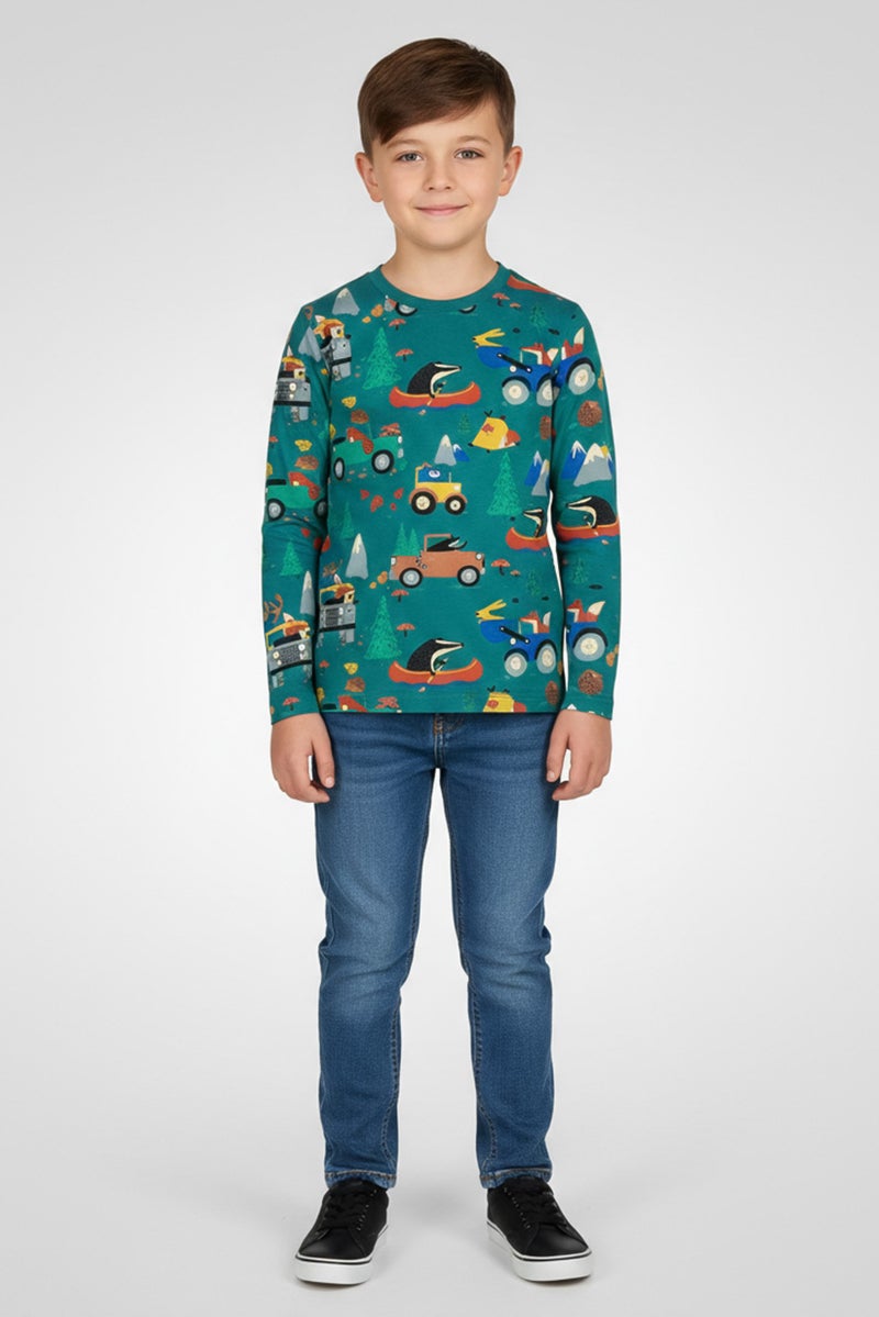 Hamleys Kids Boy Crew Neck Long Sleeve Graphic Print T-Shirt, Multicolor - Image 1