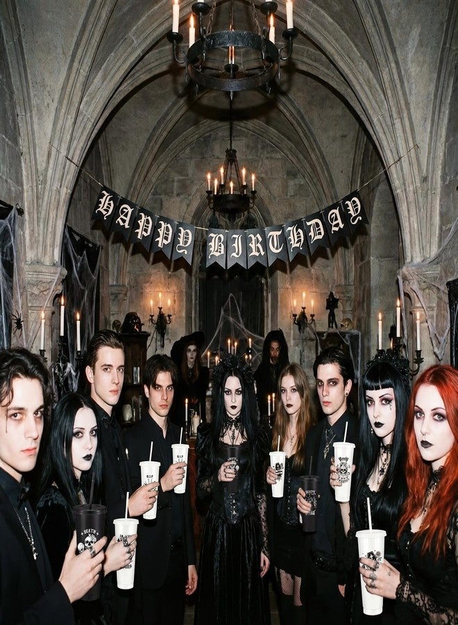 Willinglong 24 Pcs Death to My 20s Party Decorations 24 oz Rip to My 20s Plastic Cups with Straw and Lid Black White Twenties Birthday Supplies for Women Men 30th Birthday Party Decorations - Image 5