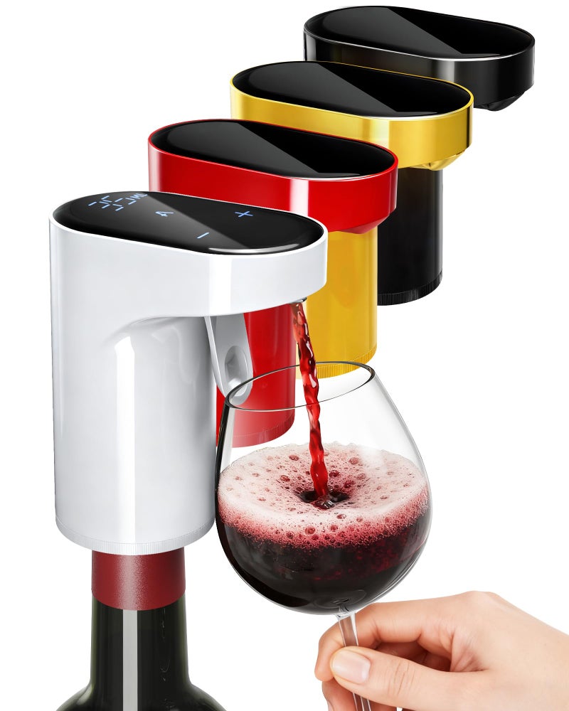 Redsack Fathers Day Gift|World Cup Viewing Party Supplies,5-in-1 Electric Wine Decanter & Smart Liquor Dispenser,Automatic Aerator&Pourer with 1-999ml Precision Dosing|Gift for Men,Dad,Whiskey Lovers(White) - Image 1