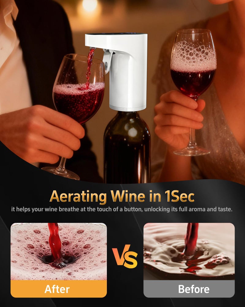 Redsack Fathers Day Gift|World Cup Viewing Party Supplies,5-in-1 Electric Wine Decanter & Smart Liquor Dispenser,Automatic Aerator&Pourer with 1-999ml Precision Dosing|Gift for Men,Dad,Whiskey Lovers(White) - Image 4