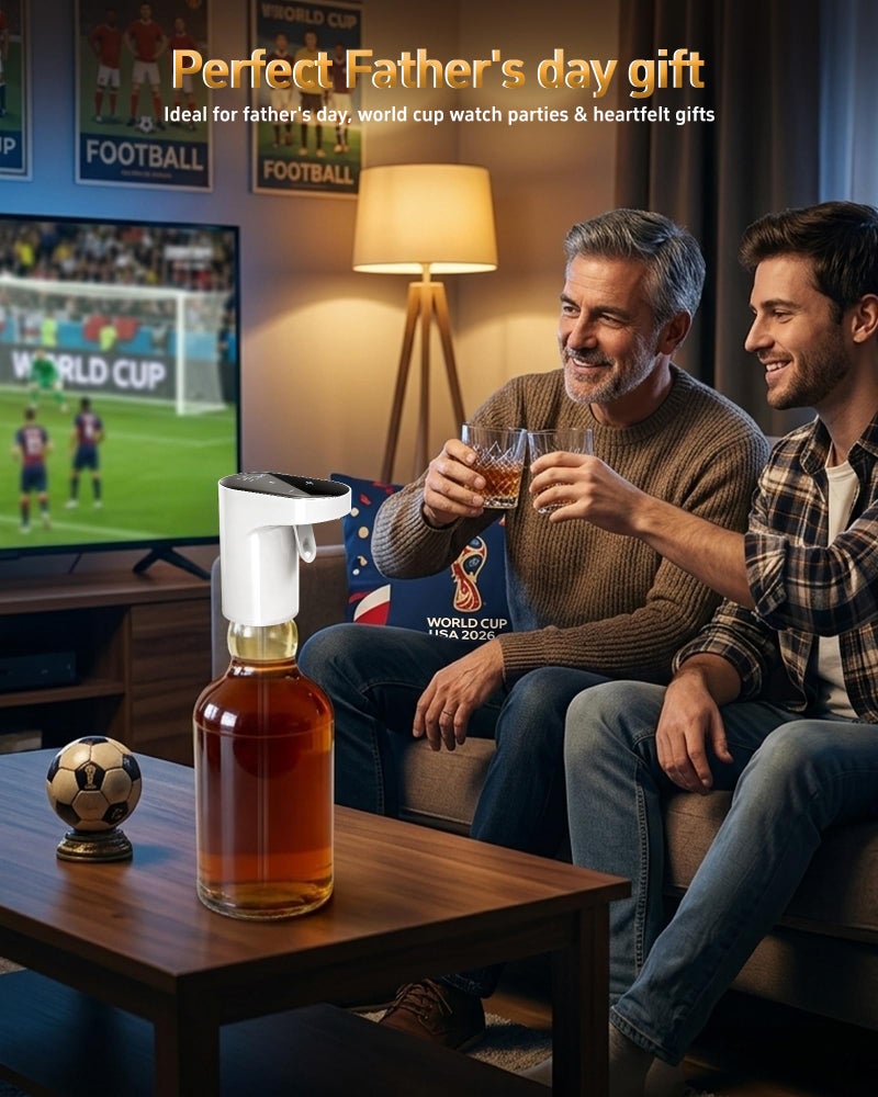Redsack Fathers Day Gift|World Cup Viewing Party Supplies,5-in-1 Electric Wine Decanter & Smart Liquor Dispenser,Automatic Aerator&Pourer with 1-999ml Precision Dosing|Gift for Men,Dad,Whiskey Lovers(White) - Image 2