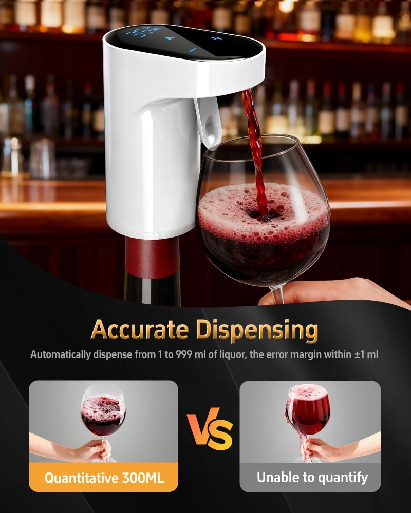 Redsack Fathers Day Gift|World Cup Viewing Party Supplies,5-in-1 Electric Wine Decanter & Smart Liquor Dispenser,Automatic Aerator&Pourer with 1-999ml Precision Dosing|Gift for Men,Dad,Whiskey Lovers(White) - Image 3