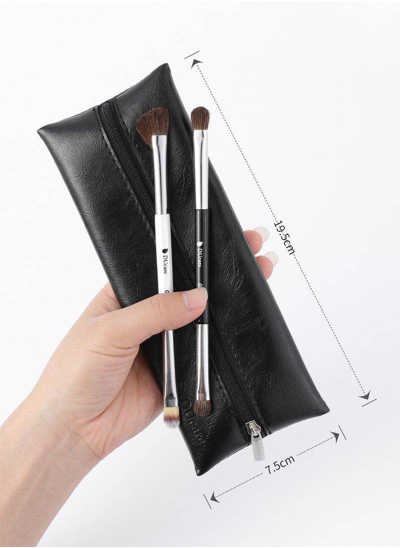 DUcare DUcare 5-Piece Dual-Ended Eye Brush Set with Travel Pouch – Professional Eyeshadow, Blending, Eyeliner & Contouring Brushes (Vegan)  - Image 3