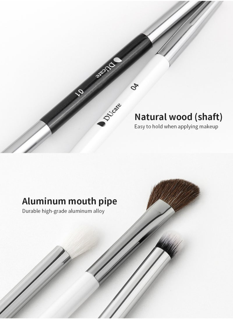 DUcare DUcare 5-Piece Dual-Ended Eye Brush Set with Travel Pouch – Professional Eyeshadow, Blending, Eyeliner & Contouring Brushes (Vegan)  - Image 4