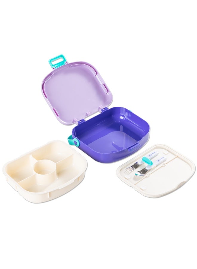 HYDROBREW 4 Compartment Bento Lunch Box w/ Spoon & Fork Set - Lilac - Image 5