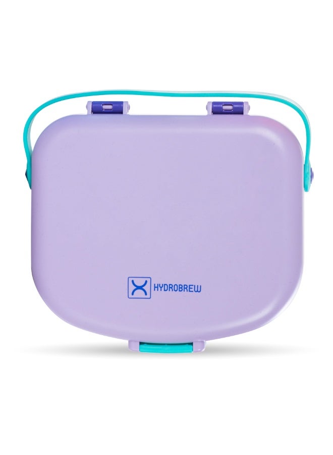 HYDROBREW 4 Compartment Bento Lunch Box w/ Spoon & Fork Set - Lilac - Image 2