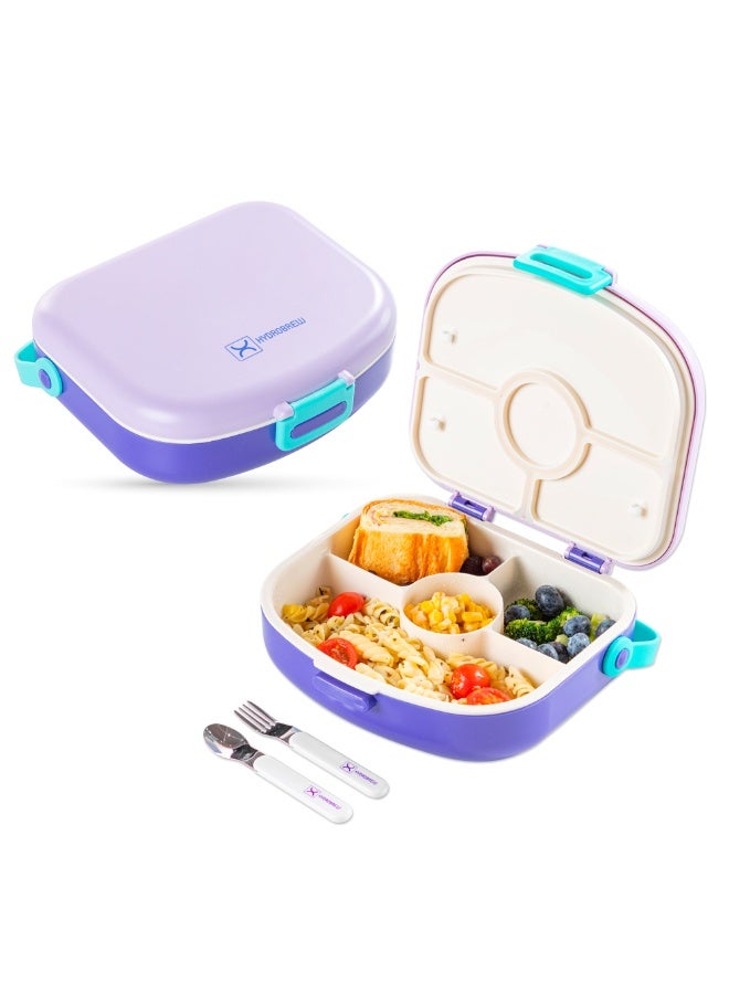 HYDROBREW 4 Compartment Bento Lunch Box w/ Spoon & Fork Set - Lilac - Image 1