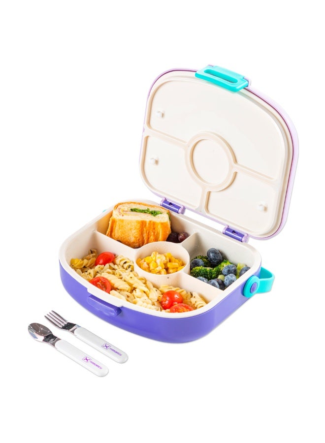 HYDROBREW 4 Compartment Bento Lunch Box w/ Spoon & Fork Set - Lilac - Image 3