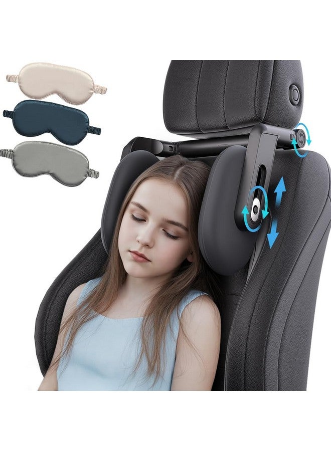 Fanxin Car Headrest Pillow with Hook, Adjustable Car Seat Neck Support with Memory Foam & Ice Silk, 360° Rotating Travel Sleeping Headrest for Kids & Adults (1 Eye Mask Included) - Image 1