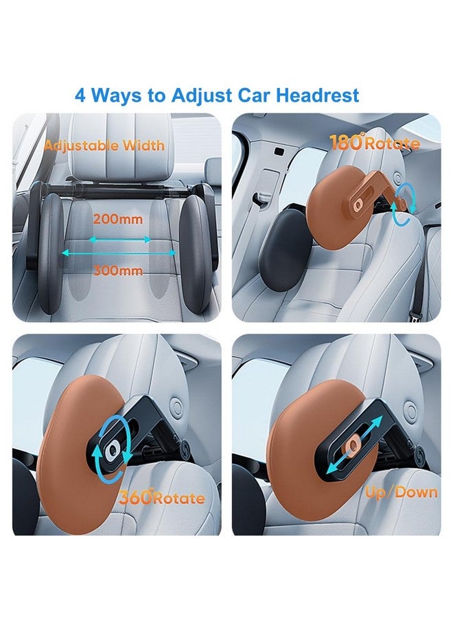 Fanxin Car Headrest Pillow with Hook, Adjustable Car Seat Neck Support with Memory Foam & Ice Silk, 360° Rotating Travel Sleeping Headrest for Kids & Adults (1 Eye Mask Included) - Image 3