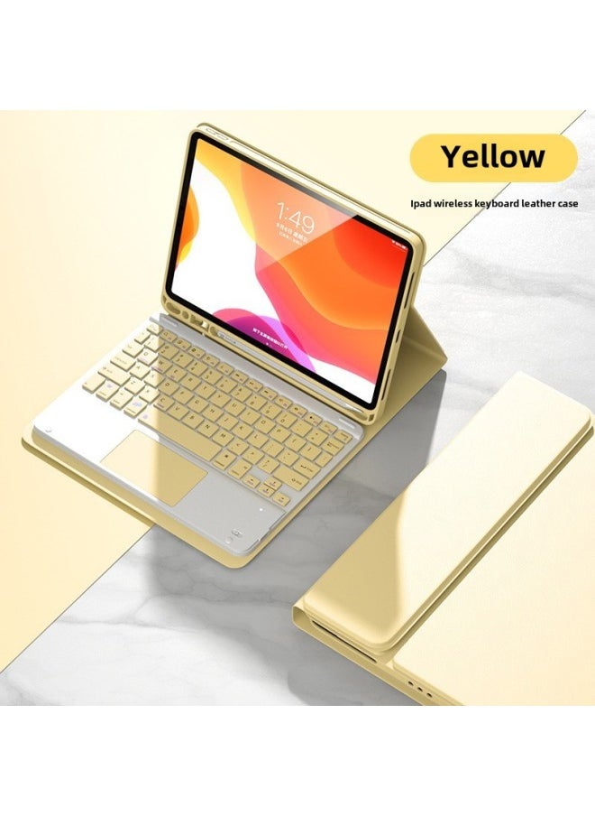 Generic For IPad10 Generation Protective Case Magnetic Suction With Pen Slot Pro11 Bluetooth Keyboard Mouse 9 Generation Tablet Protective Case-Color:Lemon Yellow-leather Case + Touch Keyboard-Applicable Model:iPad 10 Generation 10.9 "(2022)  - Image 1